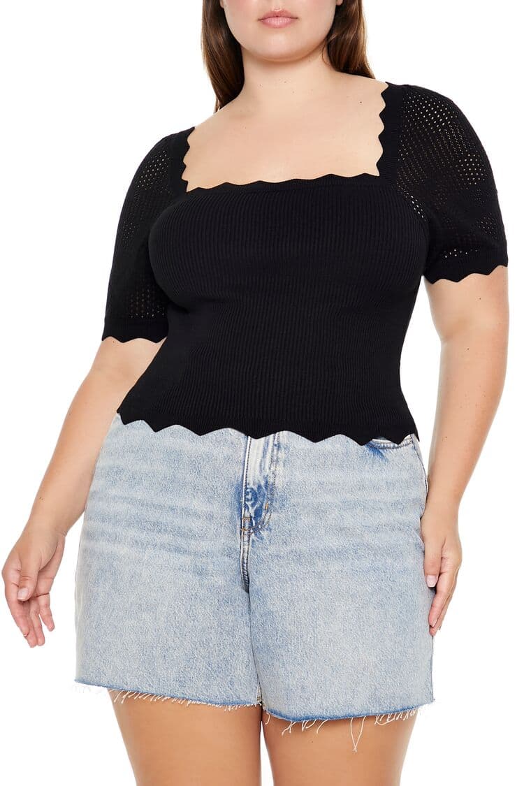 Plus Size Örgü Bluz