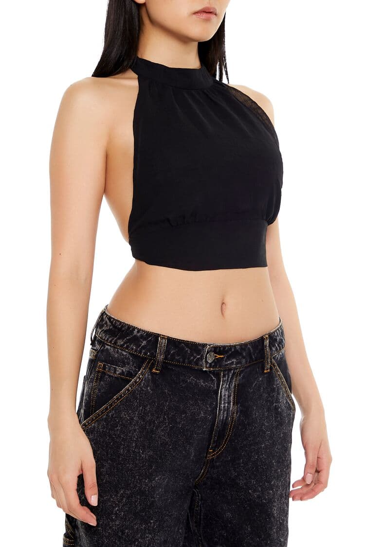 Halter Yaka Crop Bluz