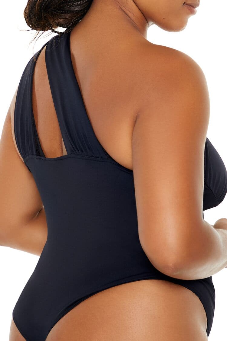 Plus Size Tek Omuzlu Bodysuit