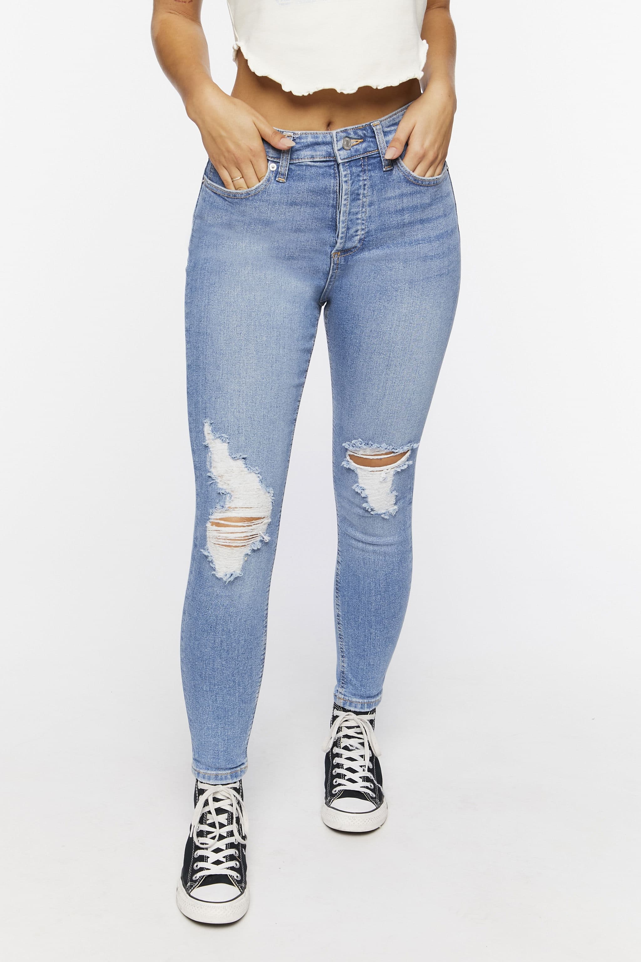 Distressed Skinny Jean Pantolon