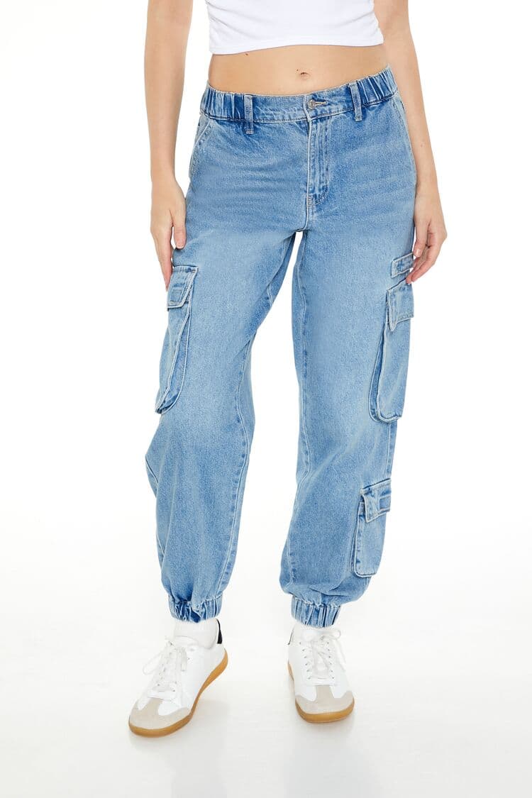 Mid-Rise Denim Kargo Jogger