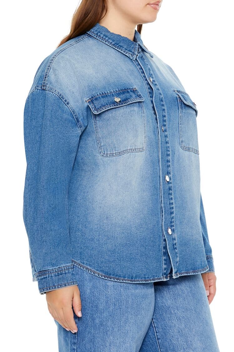 Plus Size Denim Gömlek