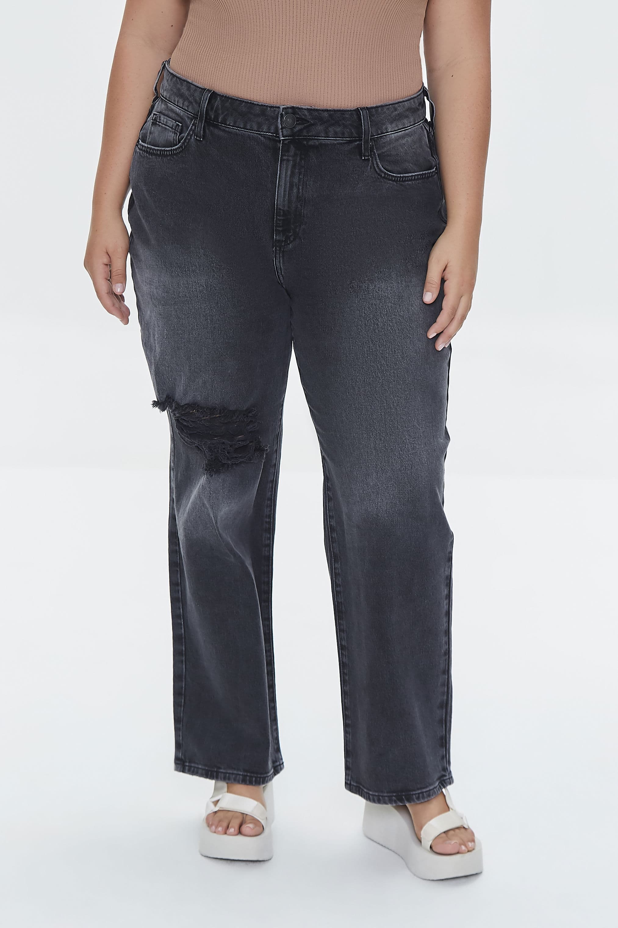 Plus Size High-Rise Straight Jean Pantolon