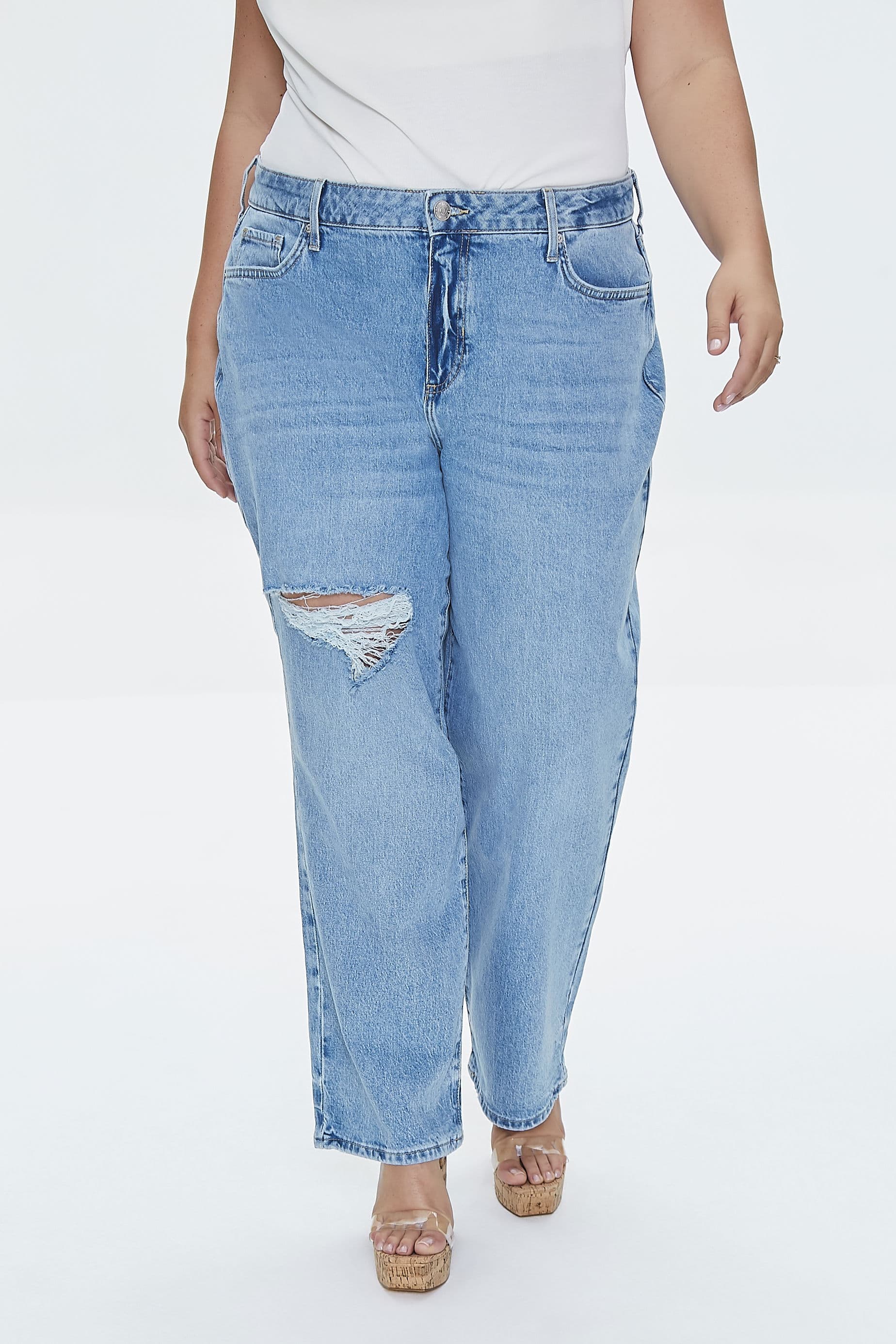 Plus Size High-Rise Straight Jean Pantolon