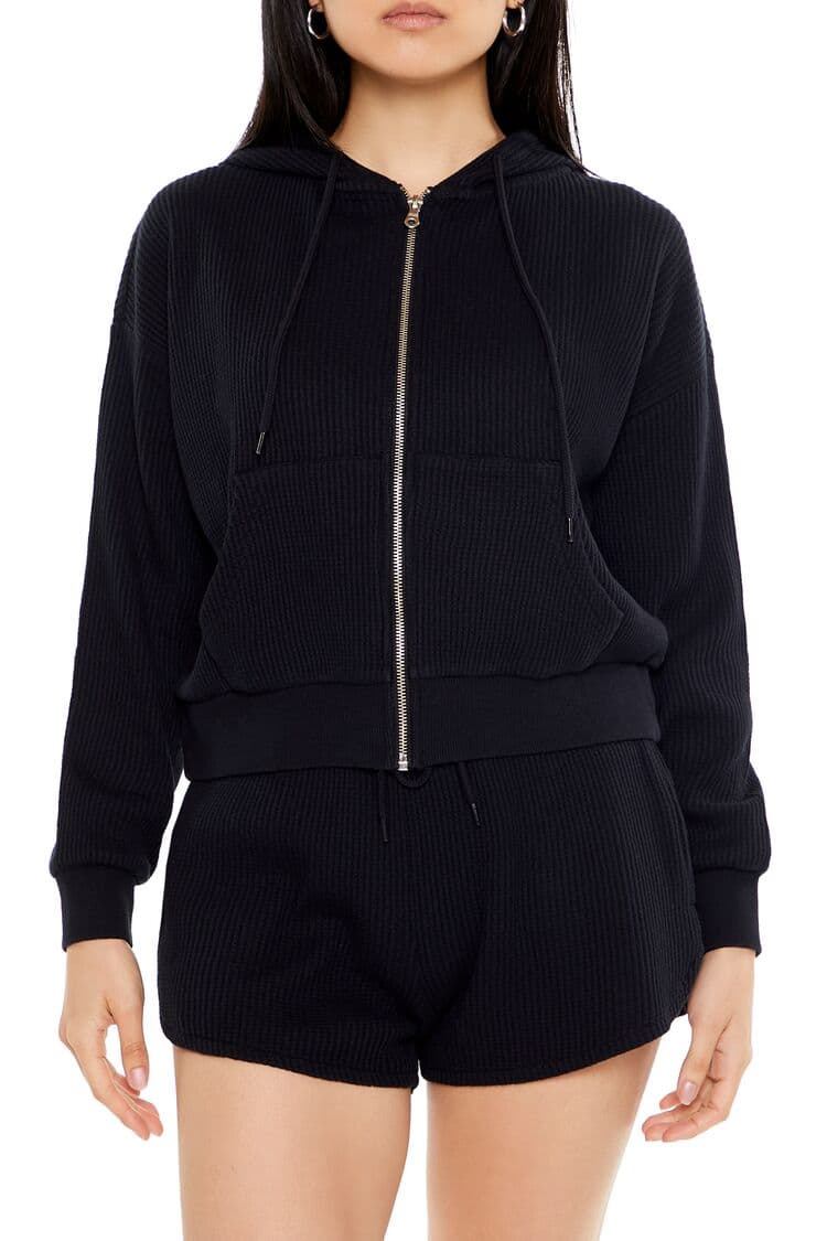 Termal Fermuarlı Kapüşonlu Sweatshirt