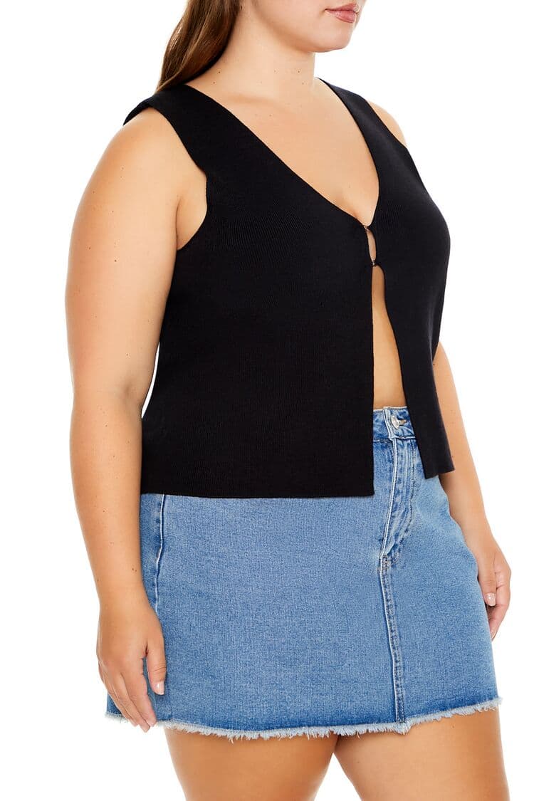 Plus Size V Yaka Triko Yelek