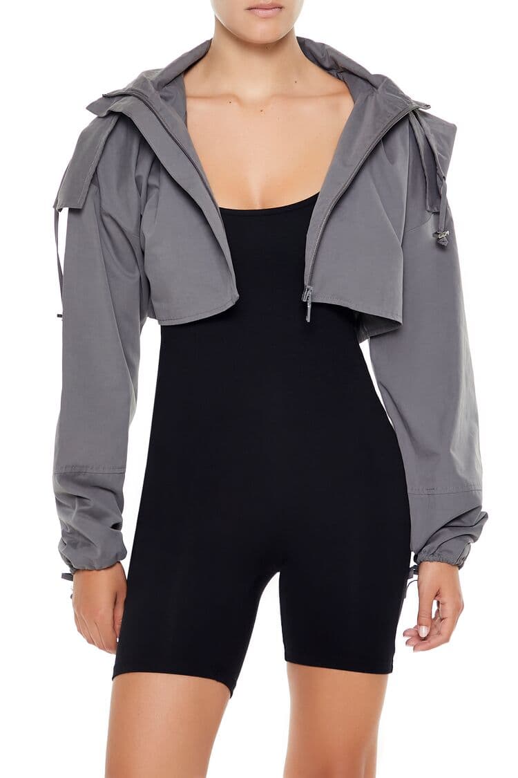 Kapüşonlu Boxy Crop Ceket