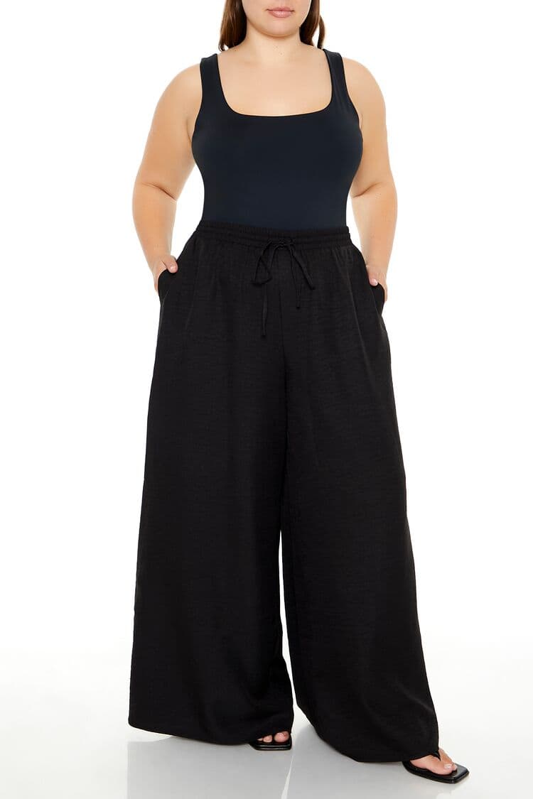 Plus Size Wide-Leg Pantolon