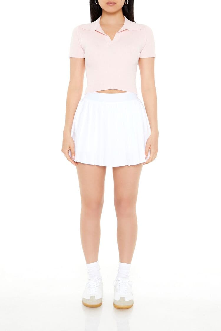 Polo Yaka Crop Triko Bluz