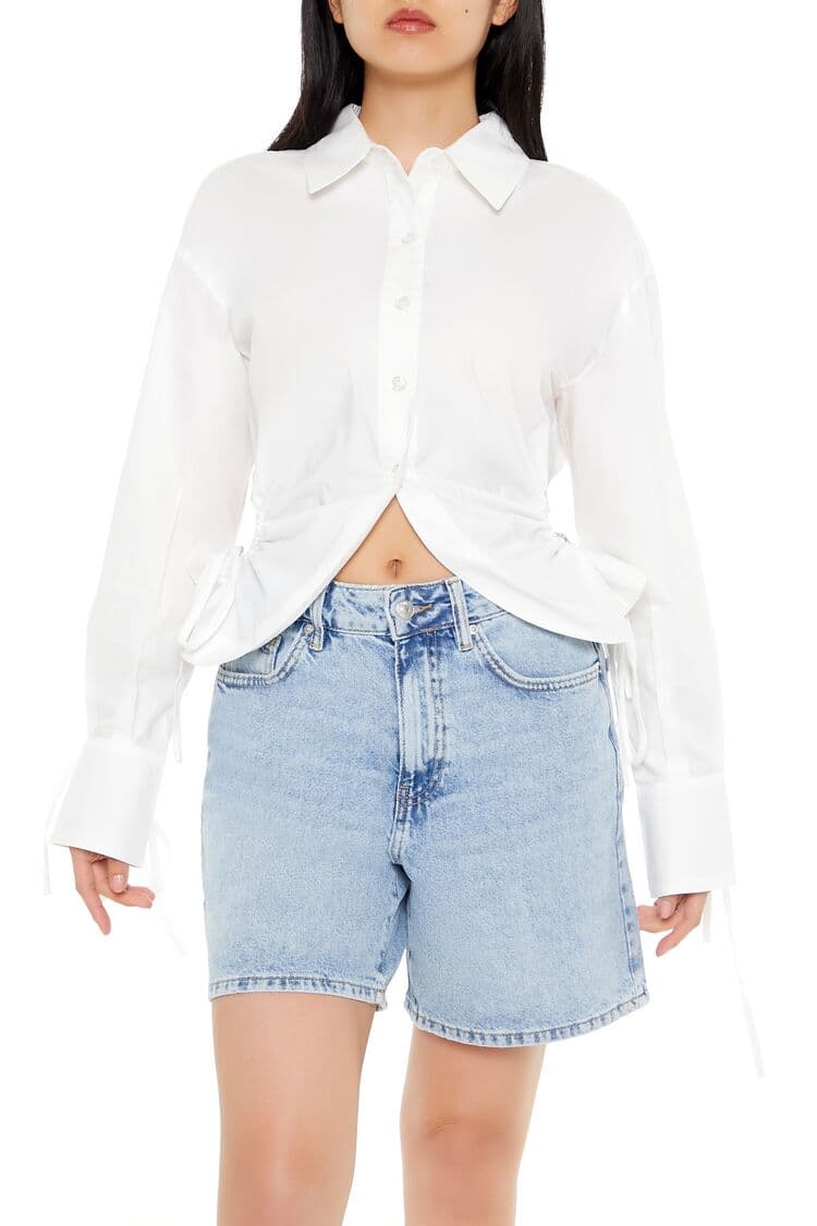 Büzgü Detaylı Poplin Gömlek