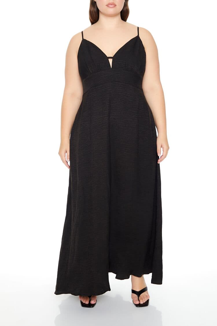 Plus Size Saten Cami Maxi Elbise