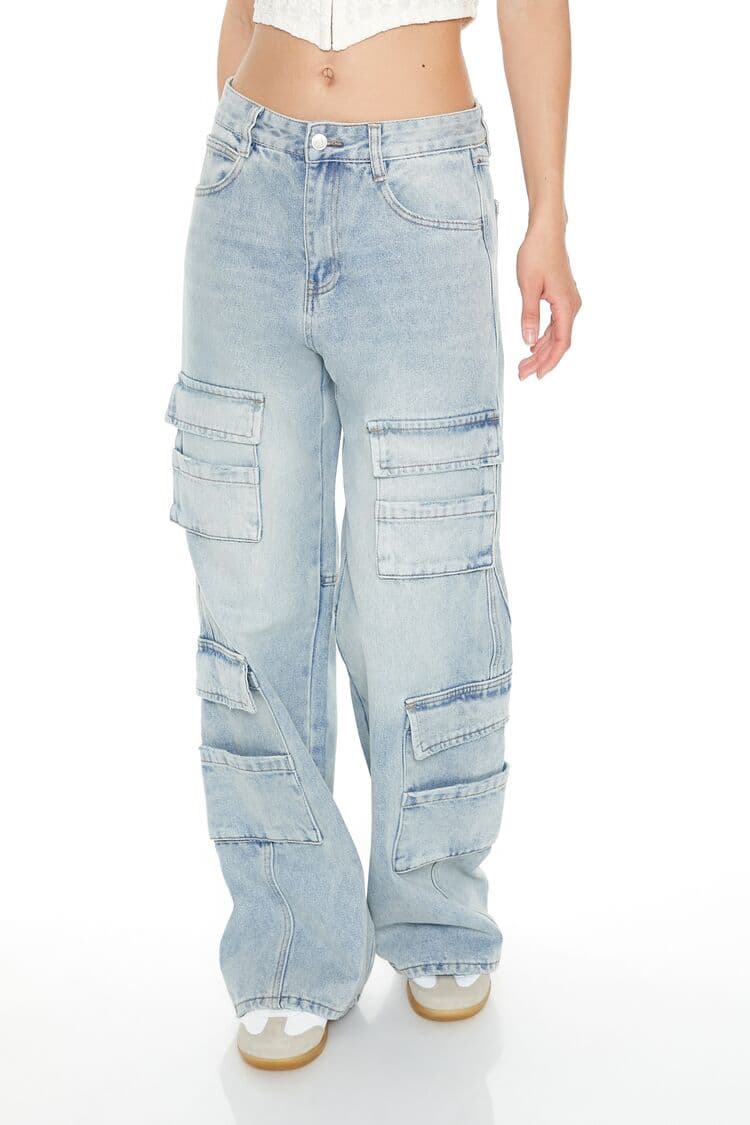 Wide-Leg Kargo Jean Pantolon