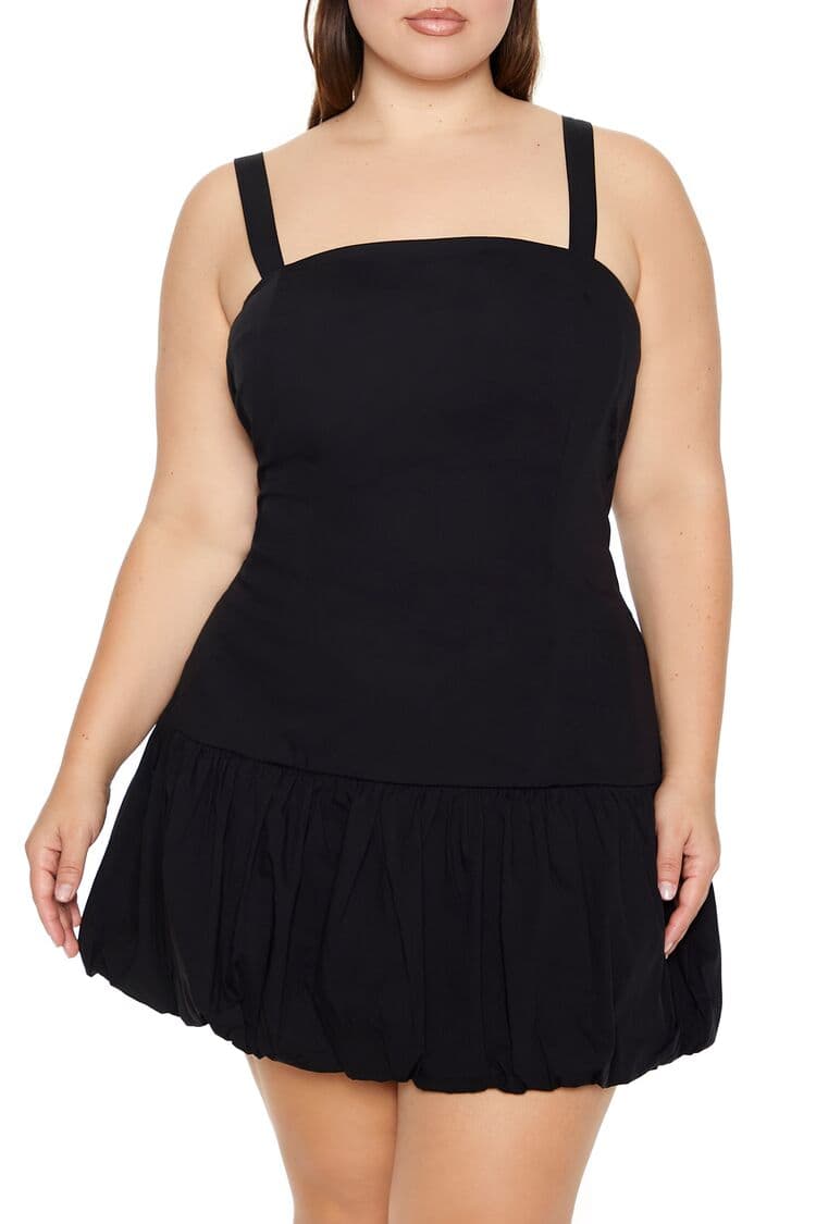 Plus Size Poplin Mini Elbise