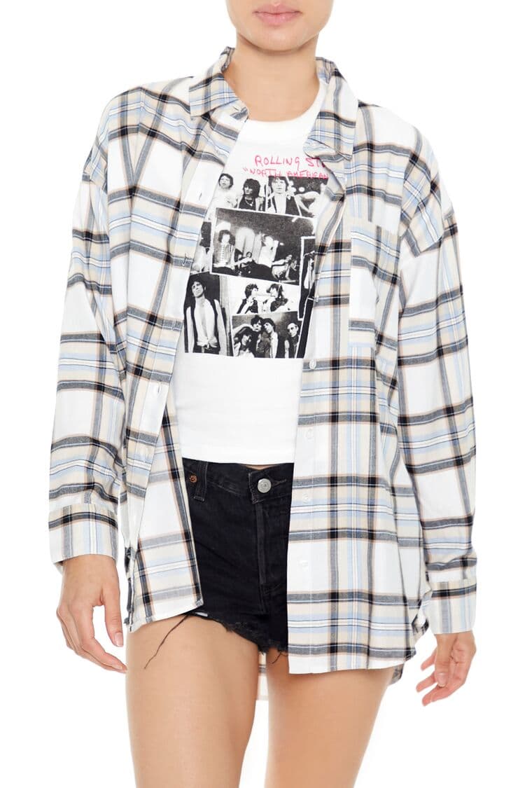 Ekose Desenli Asimetrik Gömlek