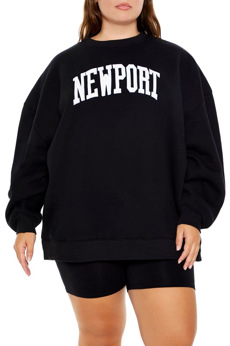 Plus Size Newport Baskılı Sweatshirt