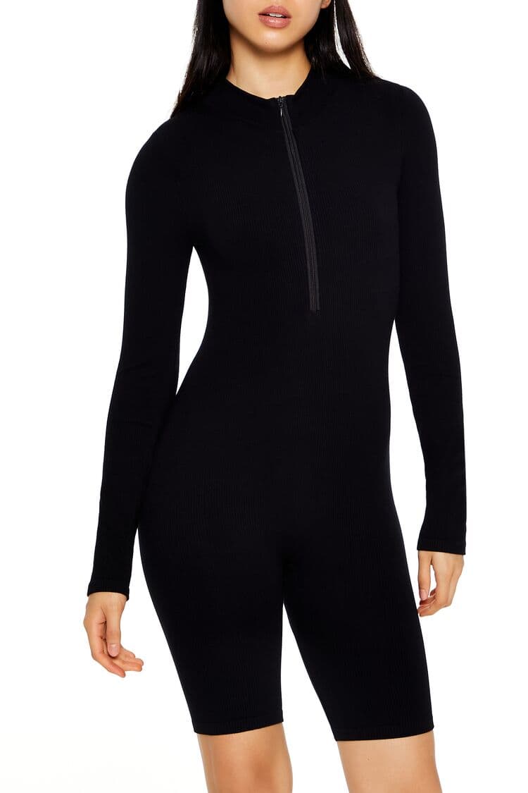 Dikişsiz Yarım Fermuarlı Yaka Tulum