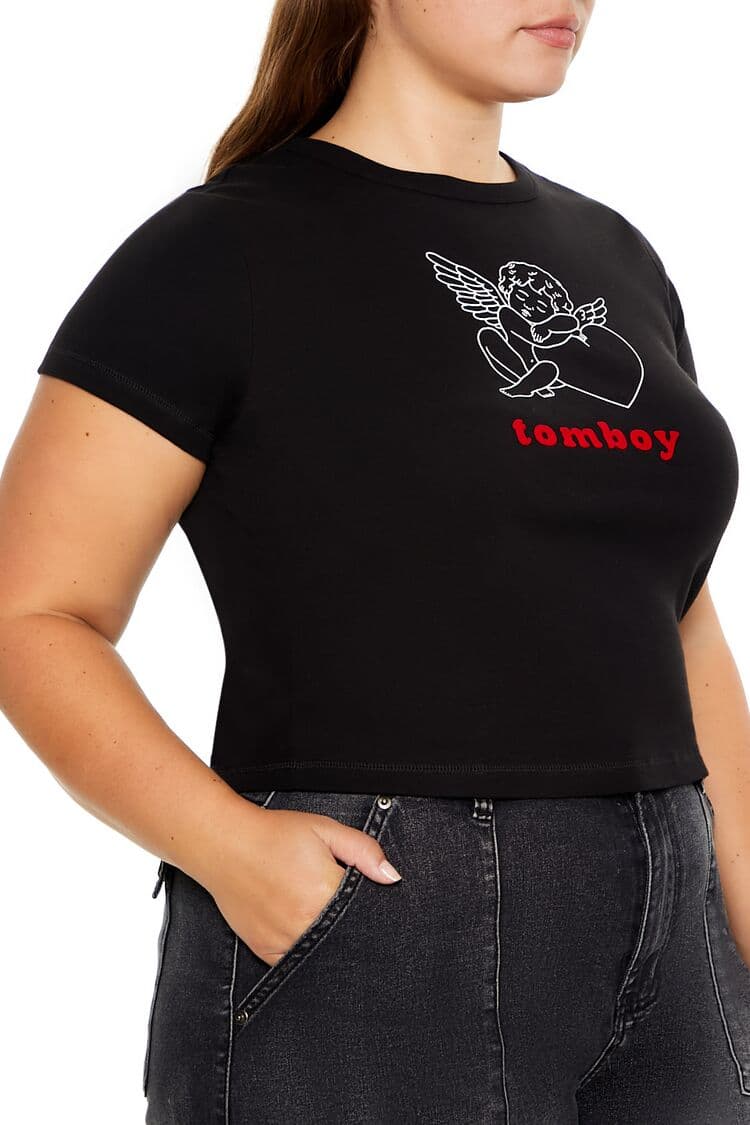 Plus Size Tomboy Baby Tee Tişört