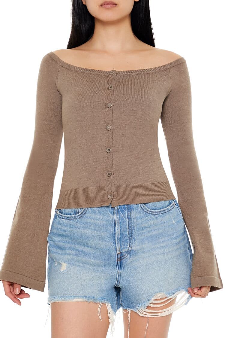 Düşük Omuz Triko Hırka