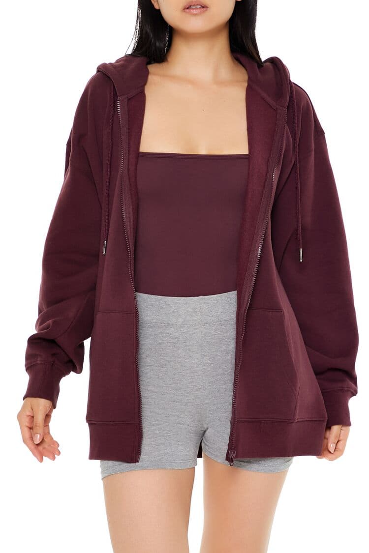 Fleece Fermuarlı Kapüşonlu Sweatshirt