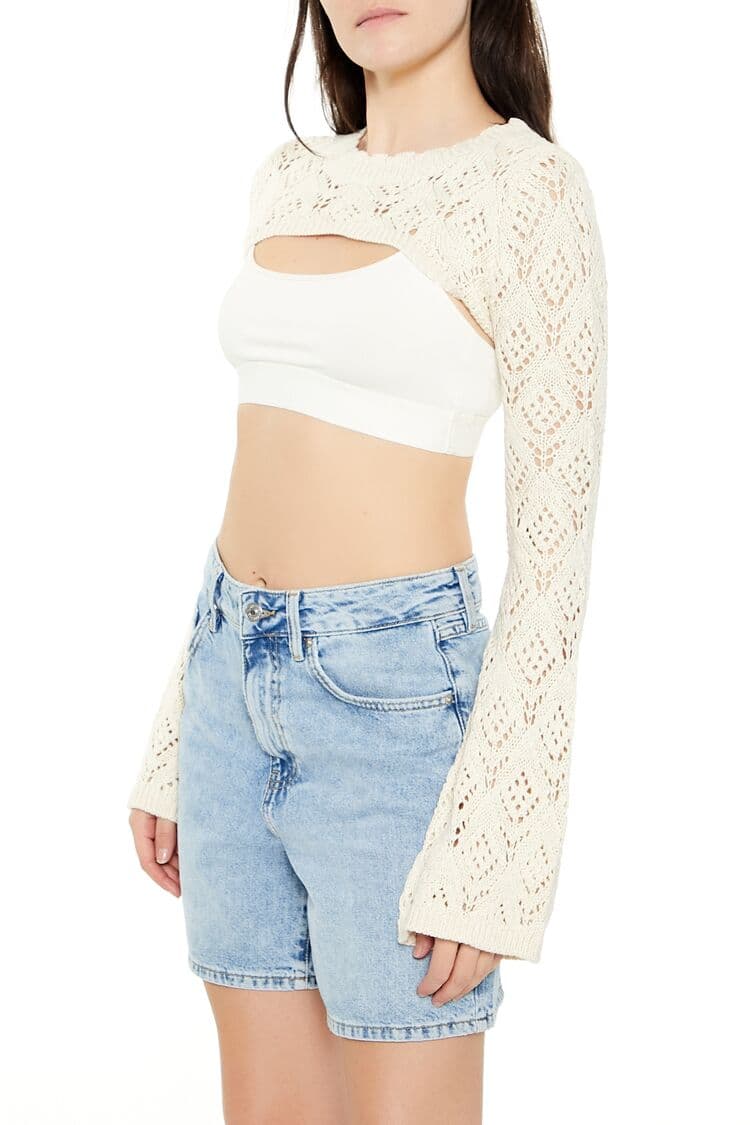 Dantel Detaylı Örgü Shrug Kazak