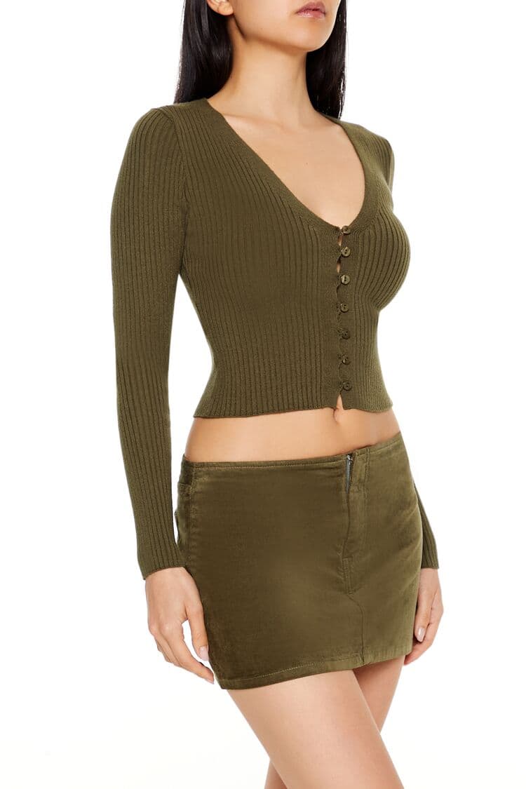 Crop Düğmeli Hırka