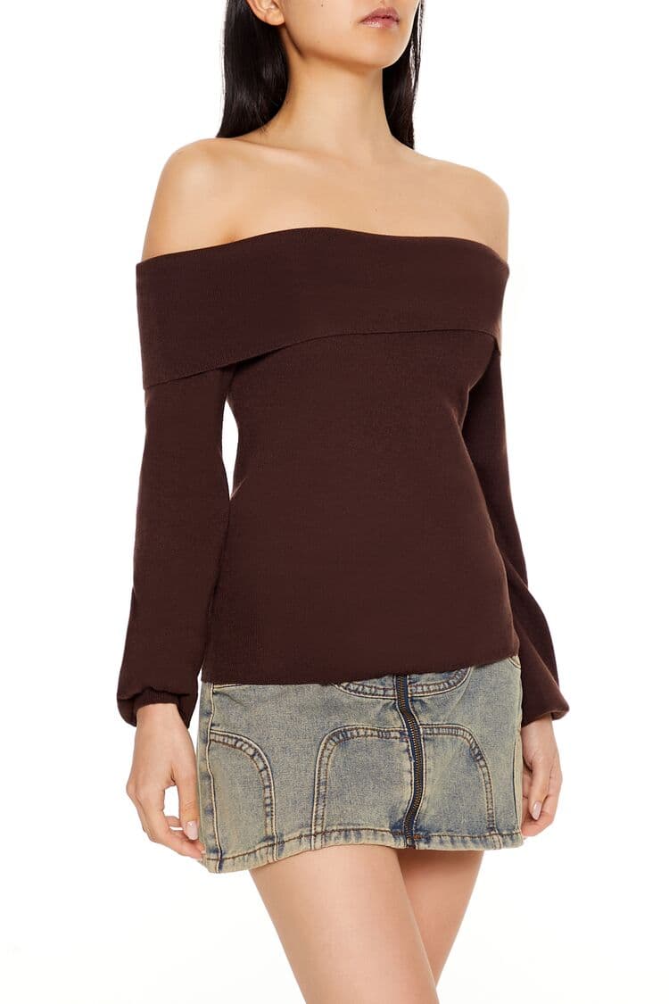 Vücuda Oturan Omuz Açık Kazak