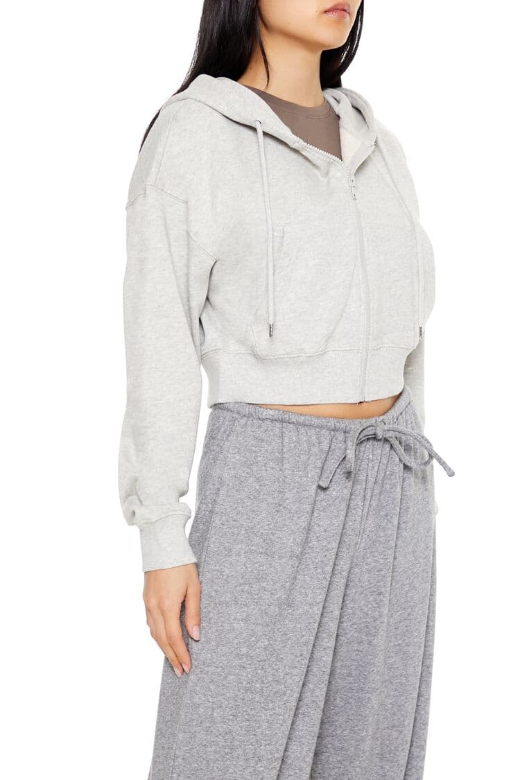 French Terry Crop Kapüşonlu Sweatshirt