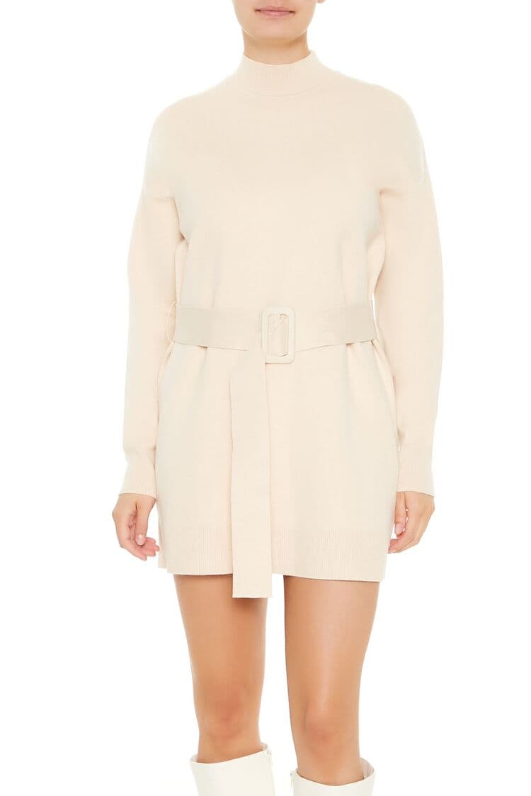 Kemerli Mini Triko Elbise