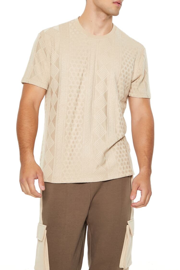 Bal Peteği Örgü Detaylı Tişört