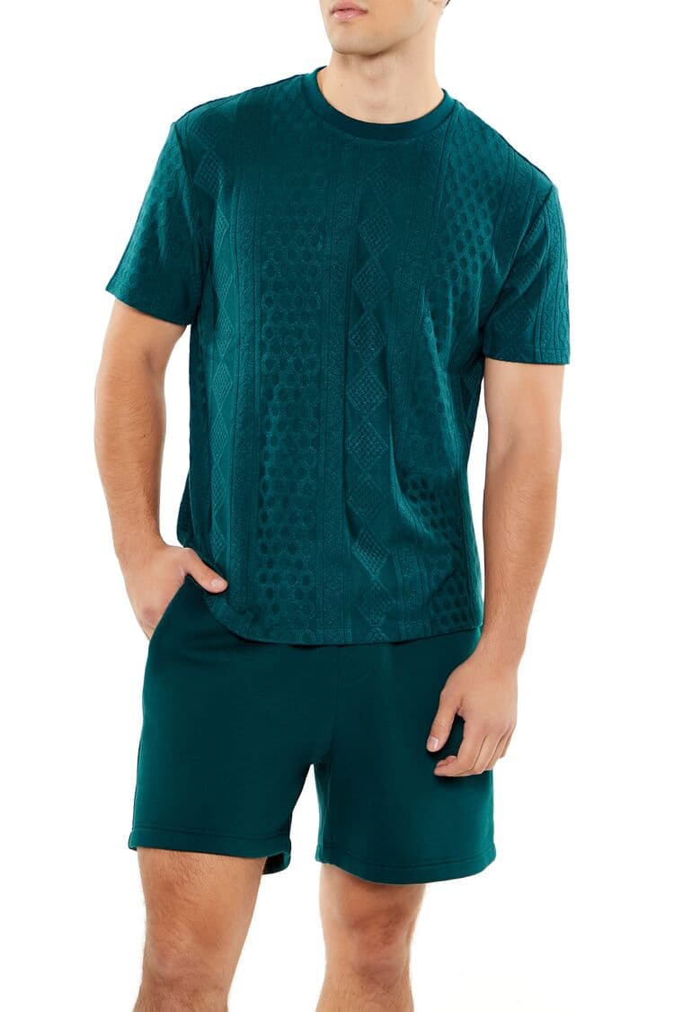 Bal Peteği Örgü Detaylı Tişört