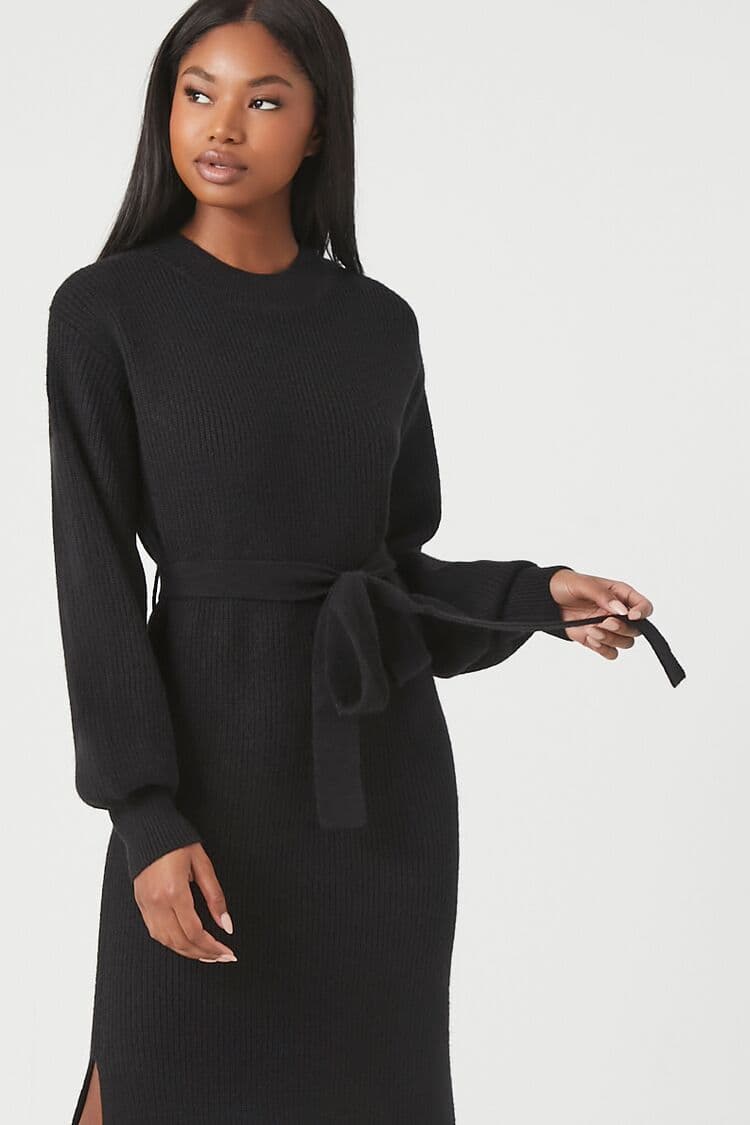 Bağlama Detaylı Midi Triko Elbise