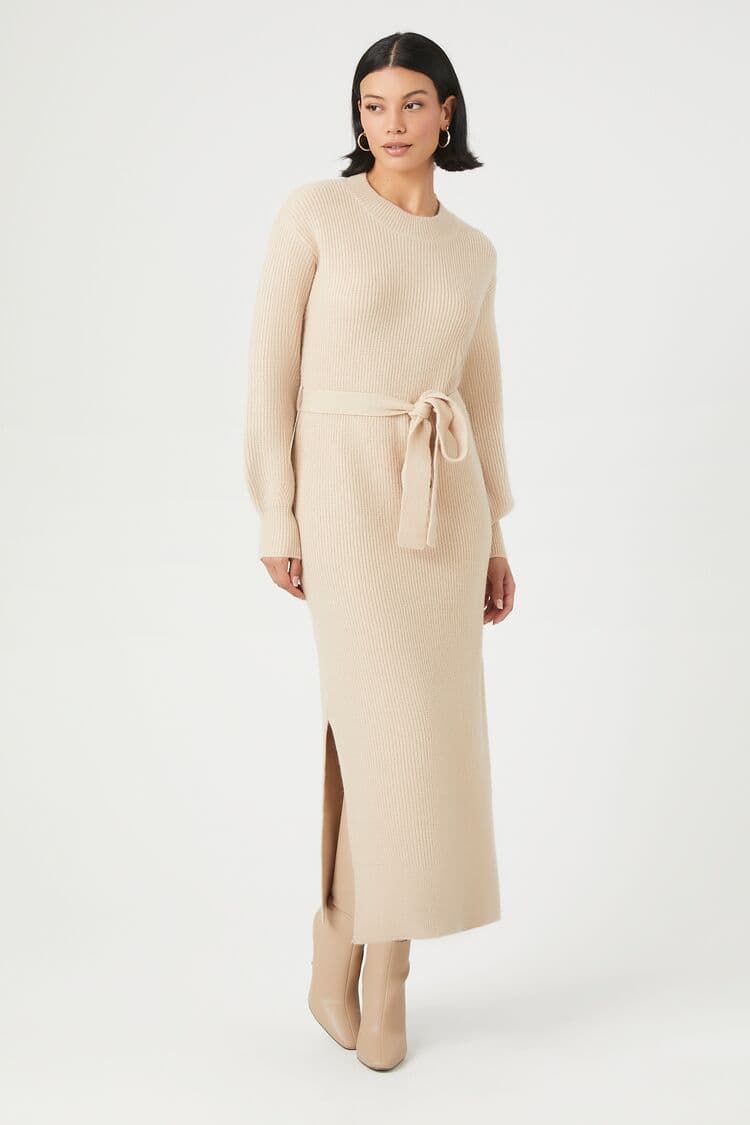 Bağlama Detaylı Midi Triko Elbise