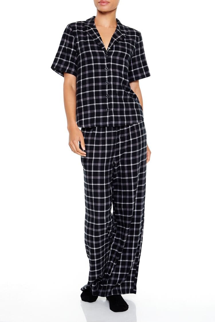 Ekoseli Gömlek ve Alt Pijama Takımı