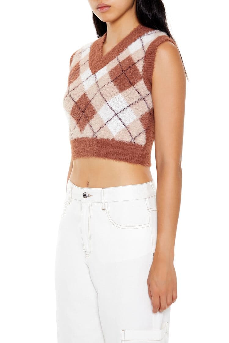 Arjil Desenli Crop Süveter