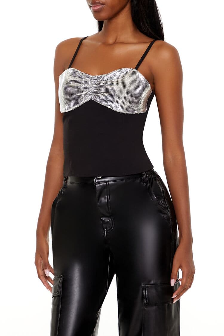 Parlak Taş Detaylı Bluz