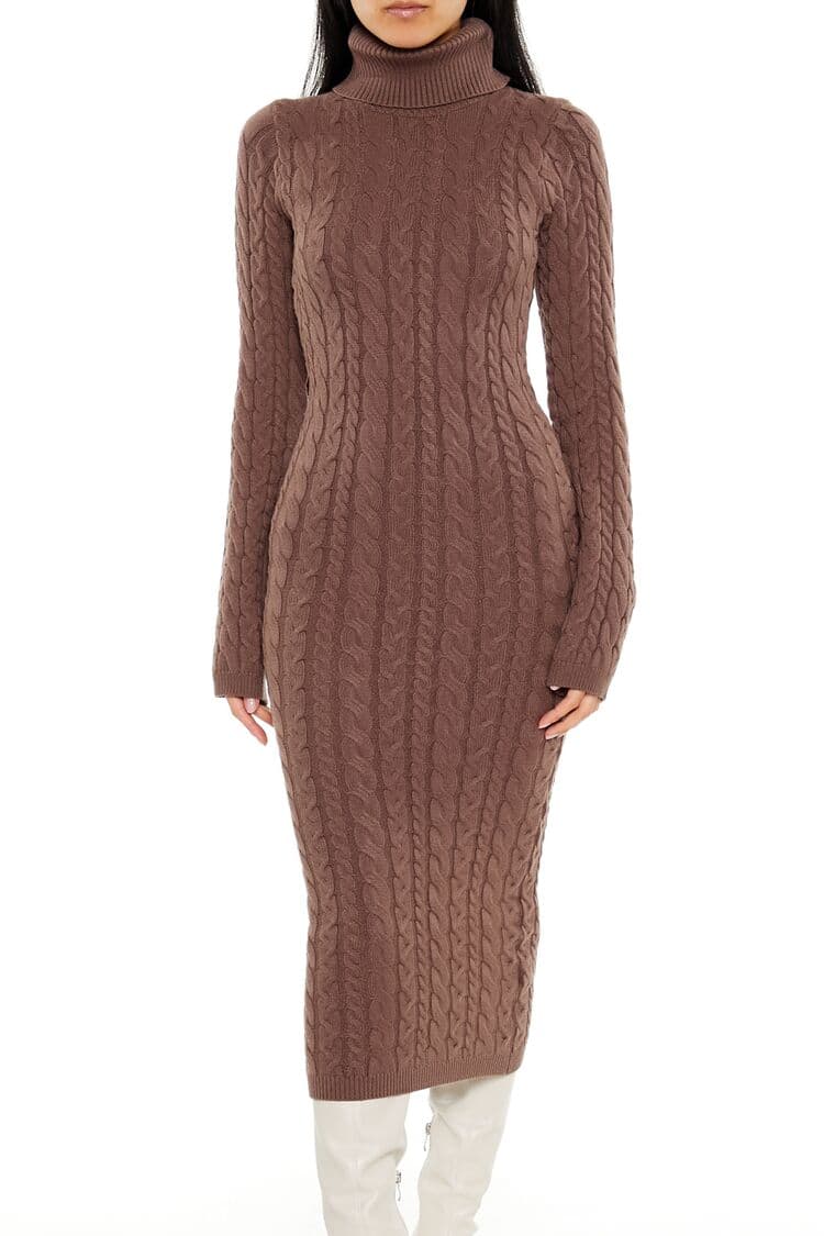 Örgü Desenli Midi Triko Elbise