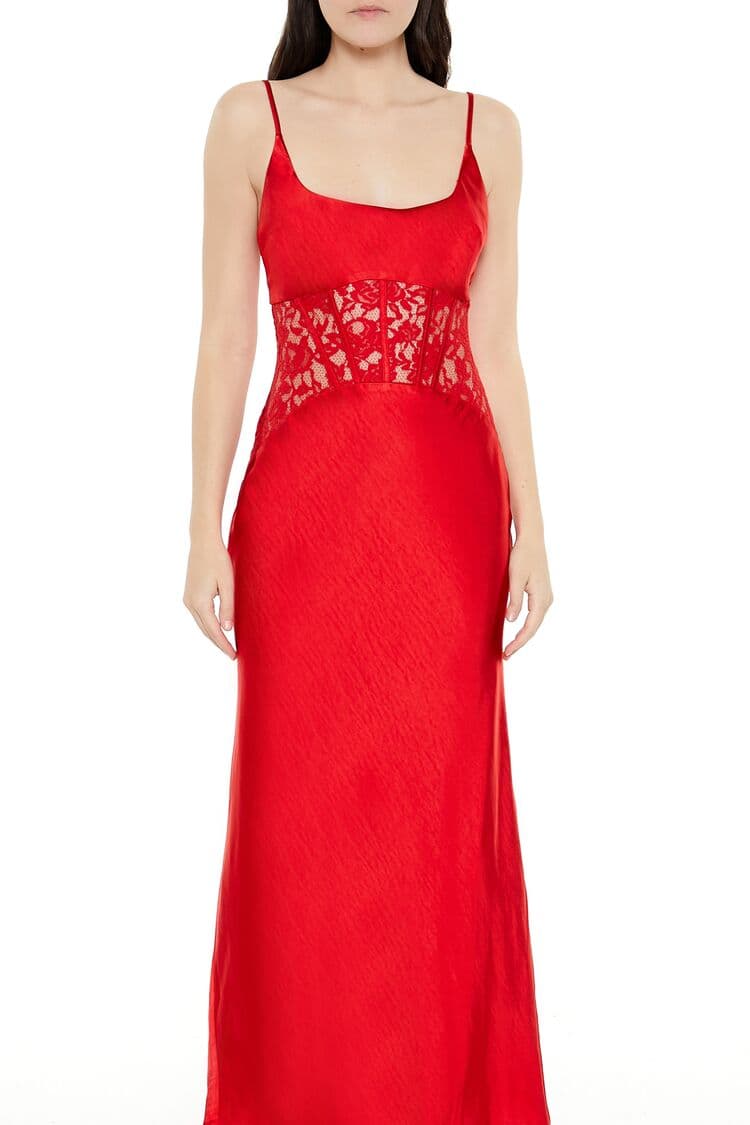 Dantel Detaylı Maxi Slip Elbise