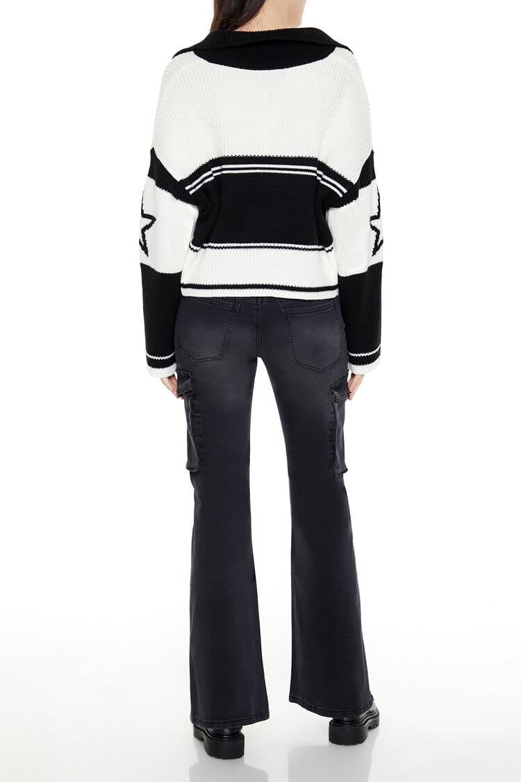 Low-Rise Kargo Flare Jean Pantolon