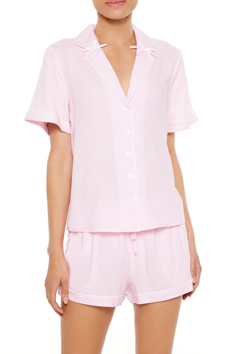 Fiyonk Detaylı Gömlek ve Şort Pijama Takımı