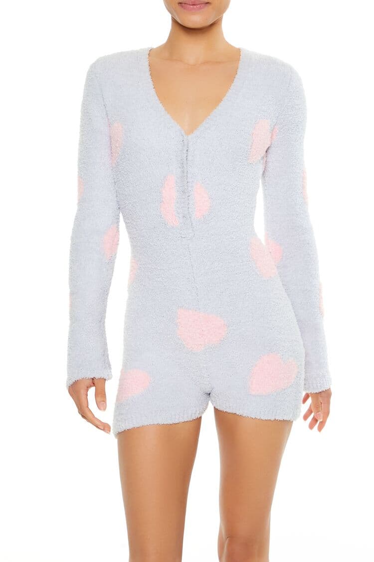 Kalp Desenli Pijama Tulum