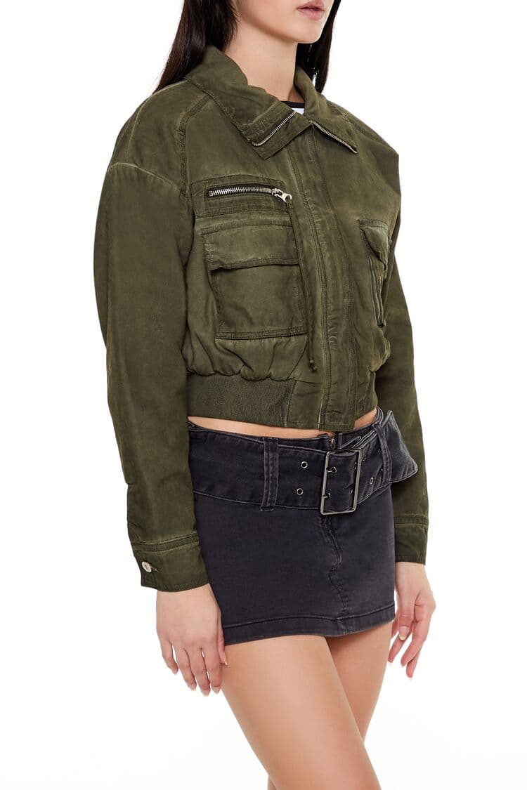 Oil Wash Fermuarlı Ceket