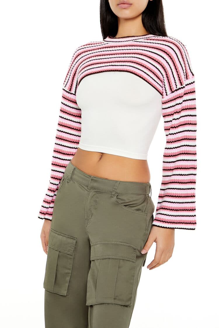 Çizgili Crop Kazak