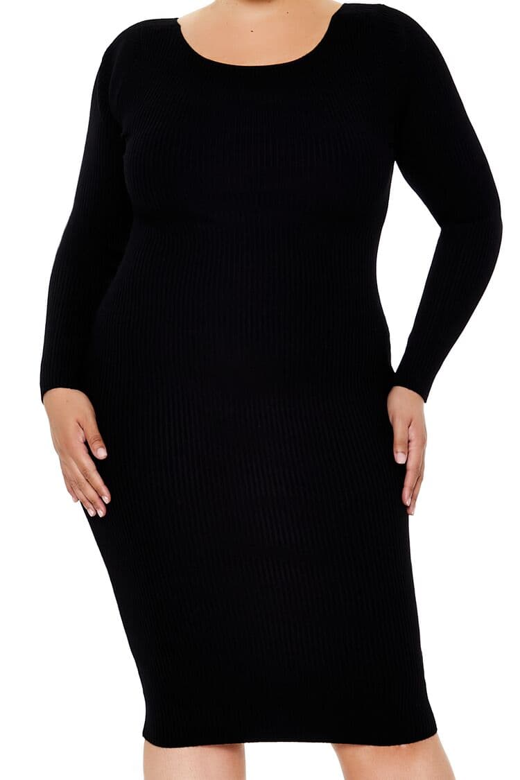 Plus Size Midi Triko Elbise