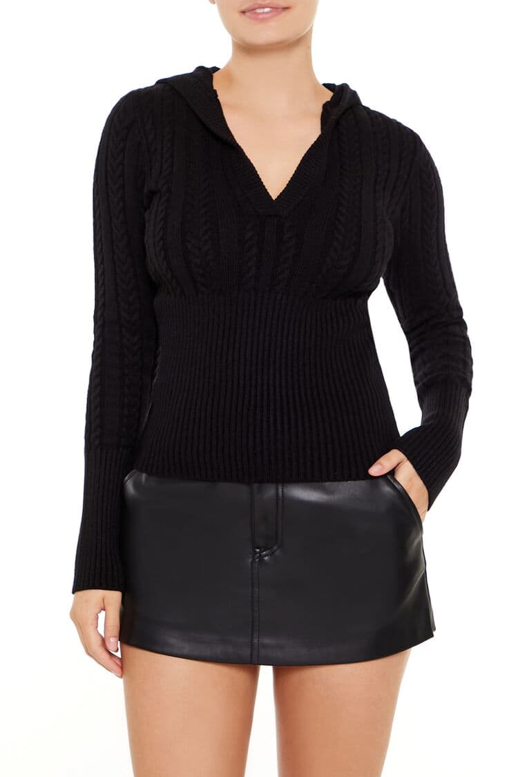 Kapüşonlu Örgü Kazak