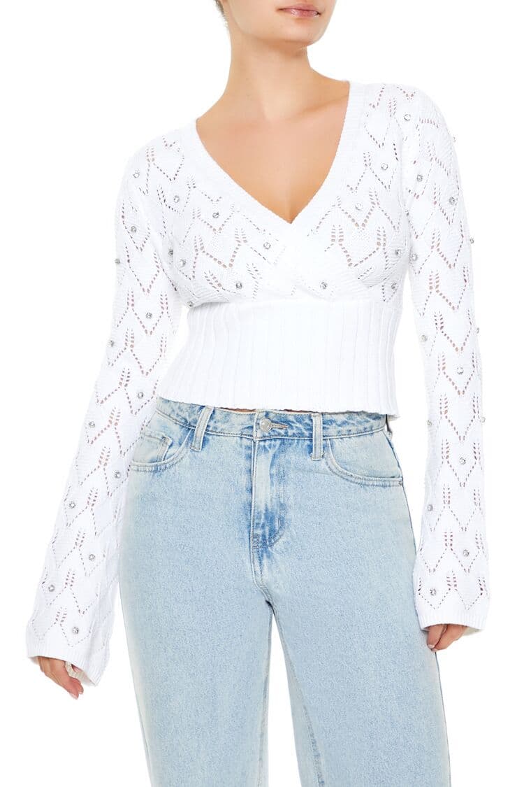 Renkli Taşlı Detaylı Kazak