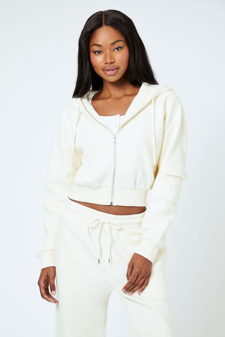 Crop Kargo Fermuarlı Sweatshirt