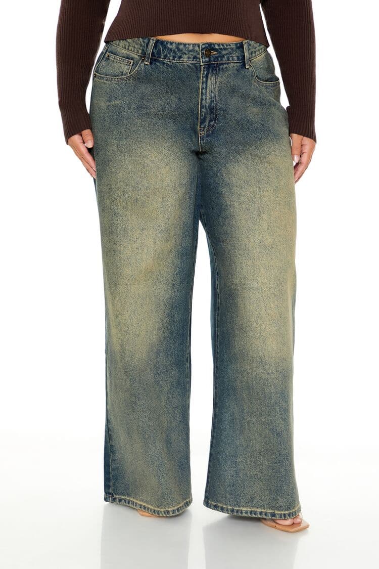 Plus Size Mide-Rise Jean Pantolon