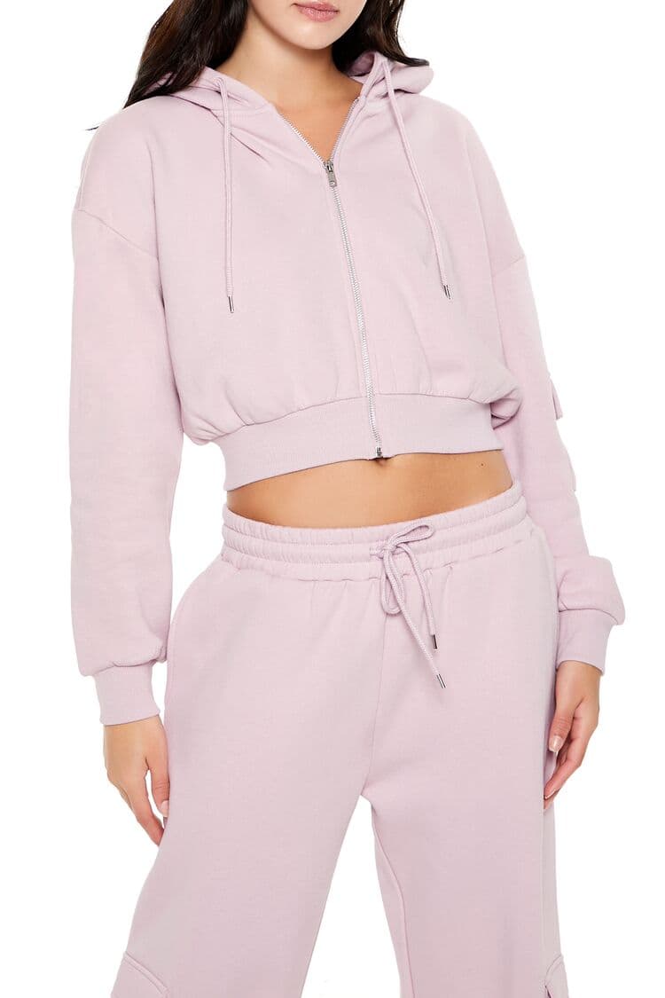 Crop Kargo Fermuarlı Sweatshirt