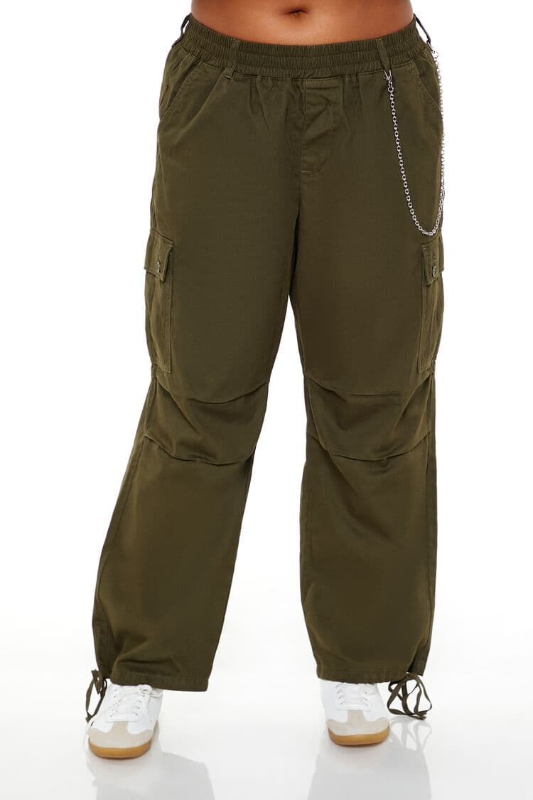 Plus Size Twill Kargo Pantolon
