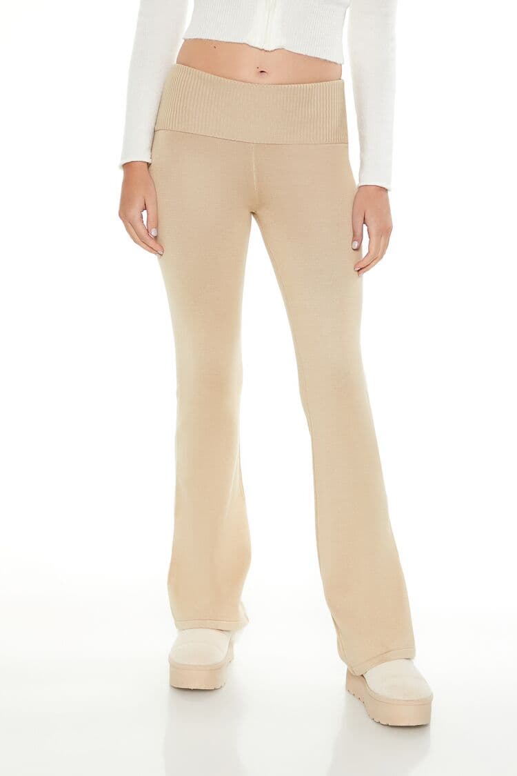 Örgü Triko Katlanabilir Bel Detaylı Pantolon
